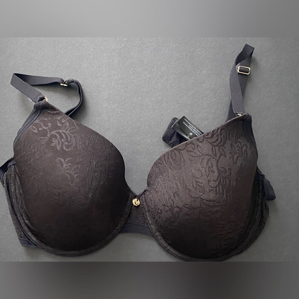 Natori Sheer Jacquard Black Full Fit Contour Underwire T-Shirt Bra 36D